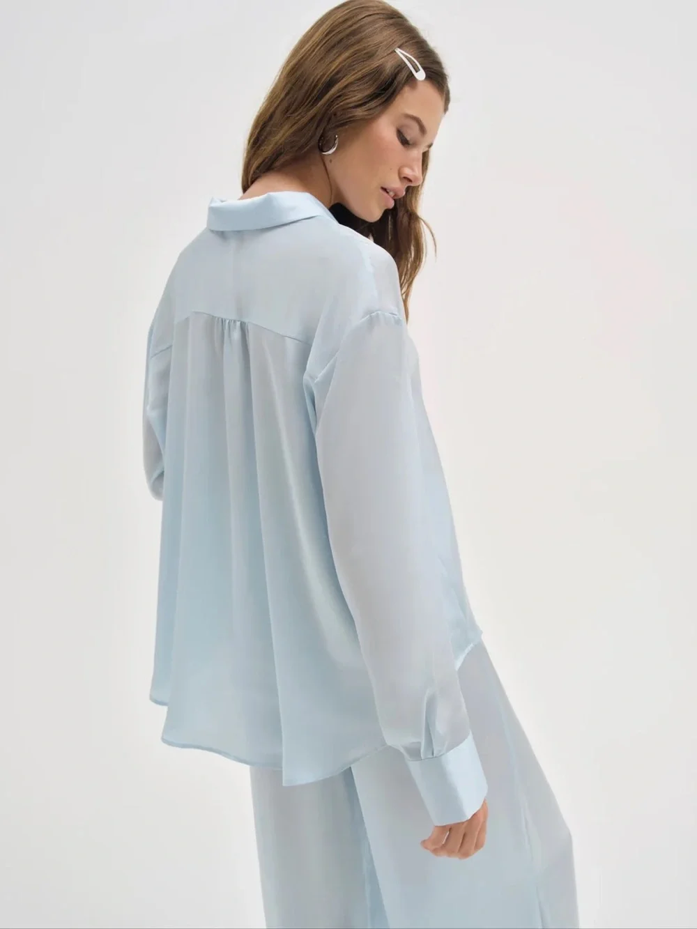 For Love & Lemons Light Blue Button-Down Everyday PJ Top | Small | NWT